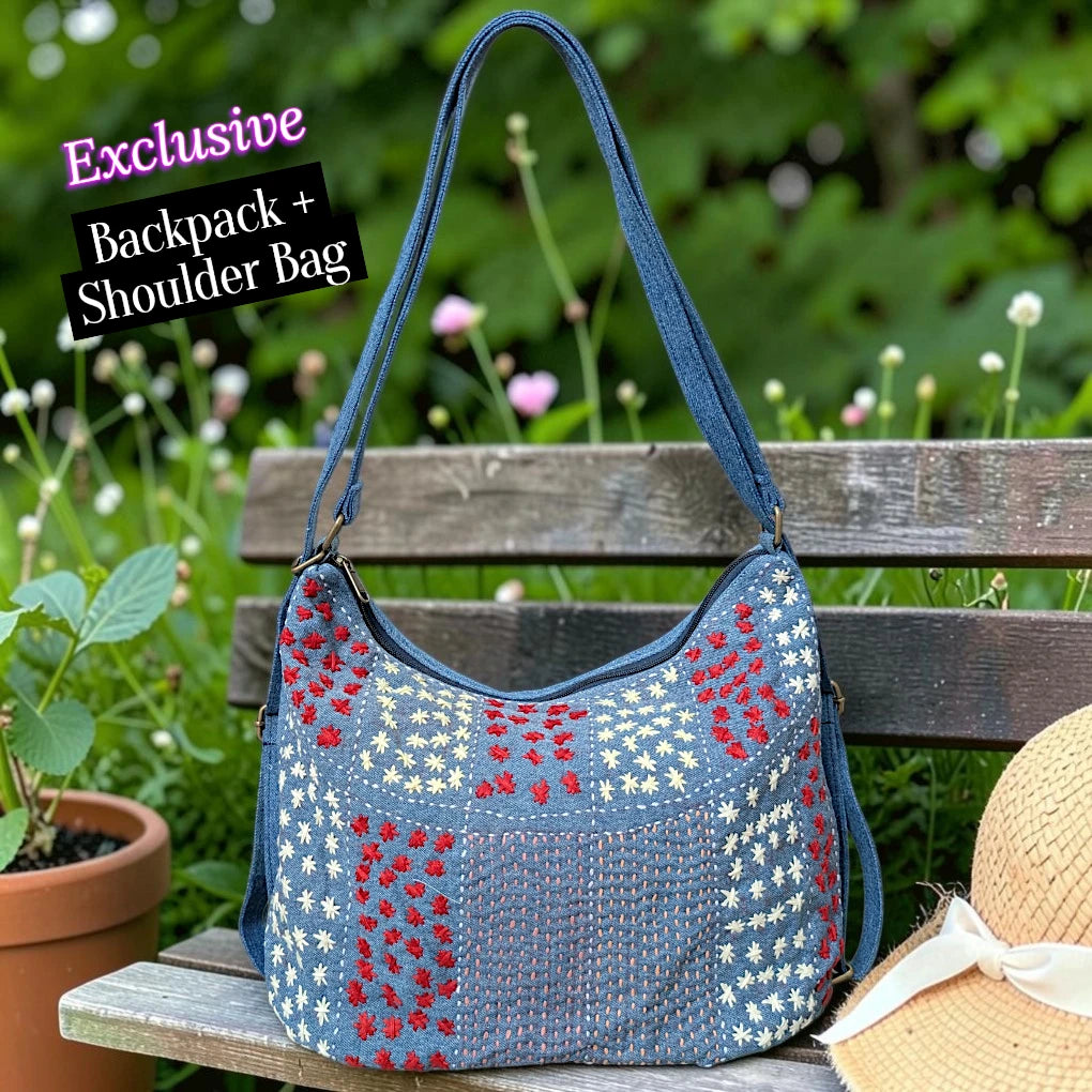 Hannah- Hand-stitch Casual Everyday Shoulder+Backpack Bag HR 17