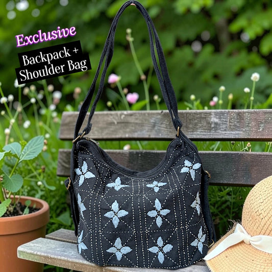 Hannah- Hand-stitch Casual Everyday Shoulder+Backpack Bag HR 18