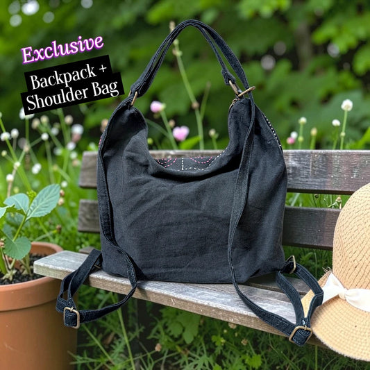 Hannah- Hand-stitch Casual Everyday Shoulder+Backpack Bag HR 19