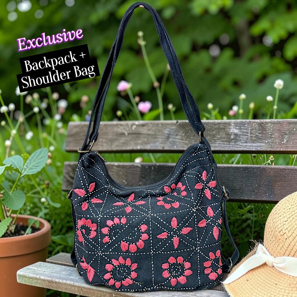 Hannah- Hand-stitch Casual Everyday Shoulder+Backpack Bag HR 21