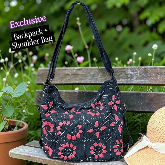 Hannah- Hand-stitch Casual Everyday Shoulder+Backpack Bag HR 21