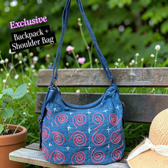 Hannah- Hand-stitch Casual Everyday Shoulder+Backpack Bag HR 22