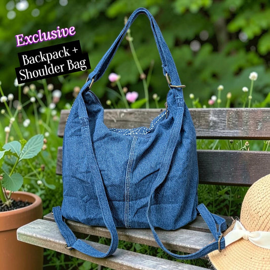 Hannah- Hand-stitch Casual Everyday Shoulder+Backpack Bag HR 23