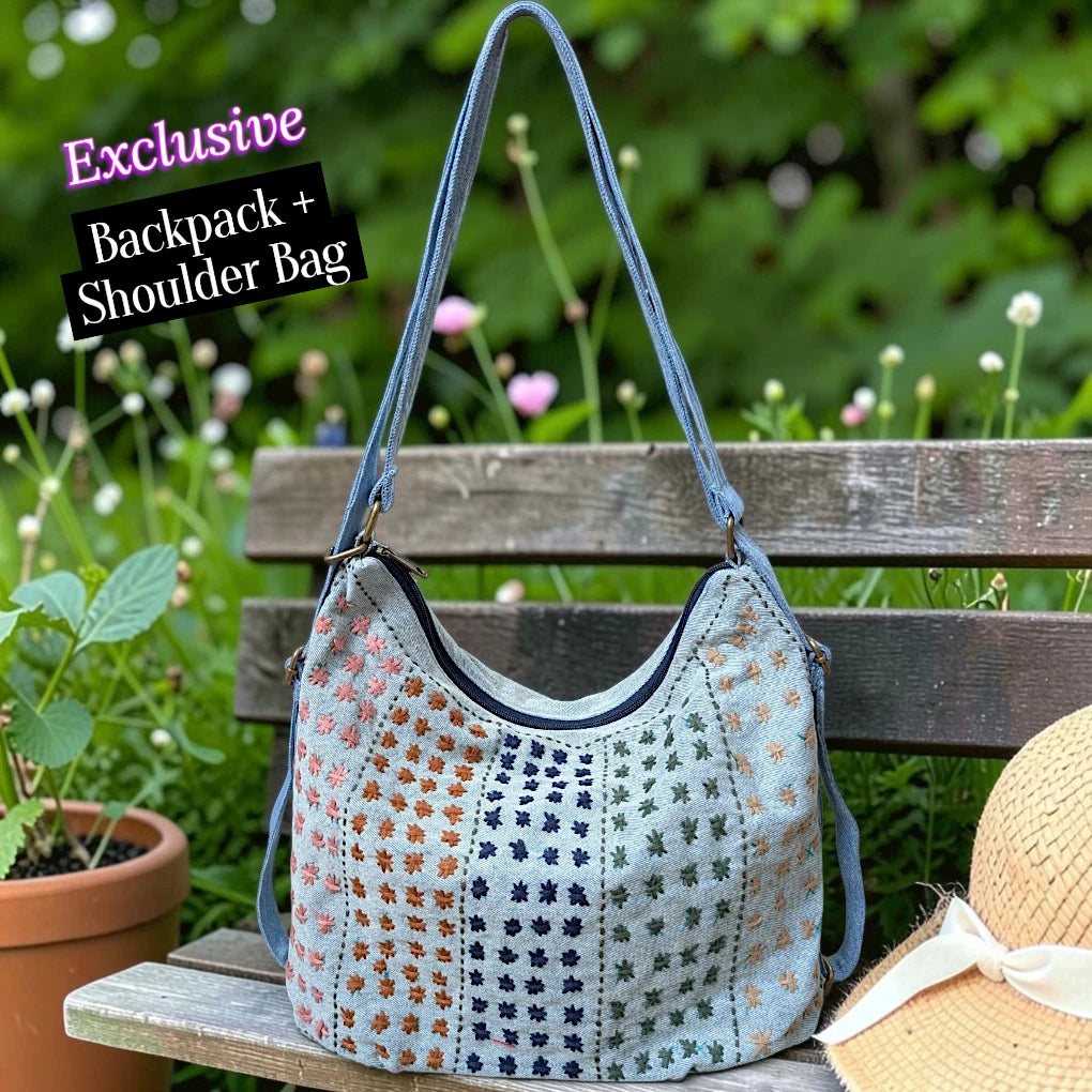 Hannah- Hand-stitch Casual Everyday Shoulder+Backpack Bag HR 24
