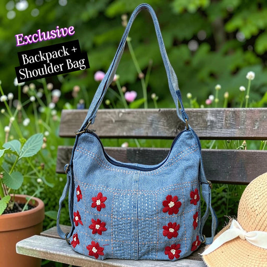Hannah- Hand-stitch Casual Everyday Shoulder+Backpack Bag HR 25