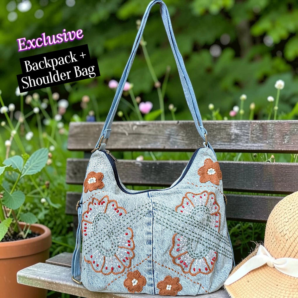 Hannah- Hand-stitch Casual Everyday Shoulder+Backpack Bag HR 31