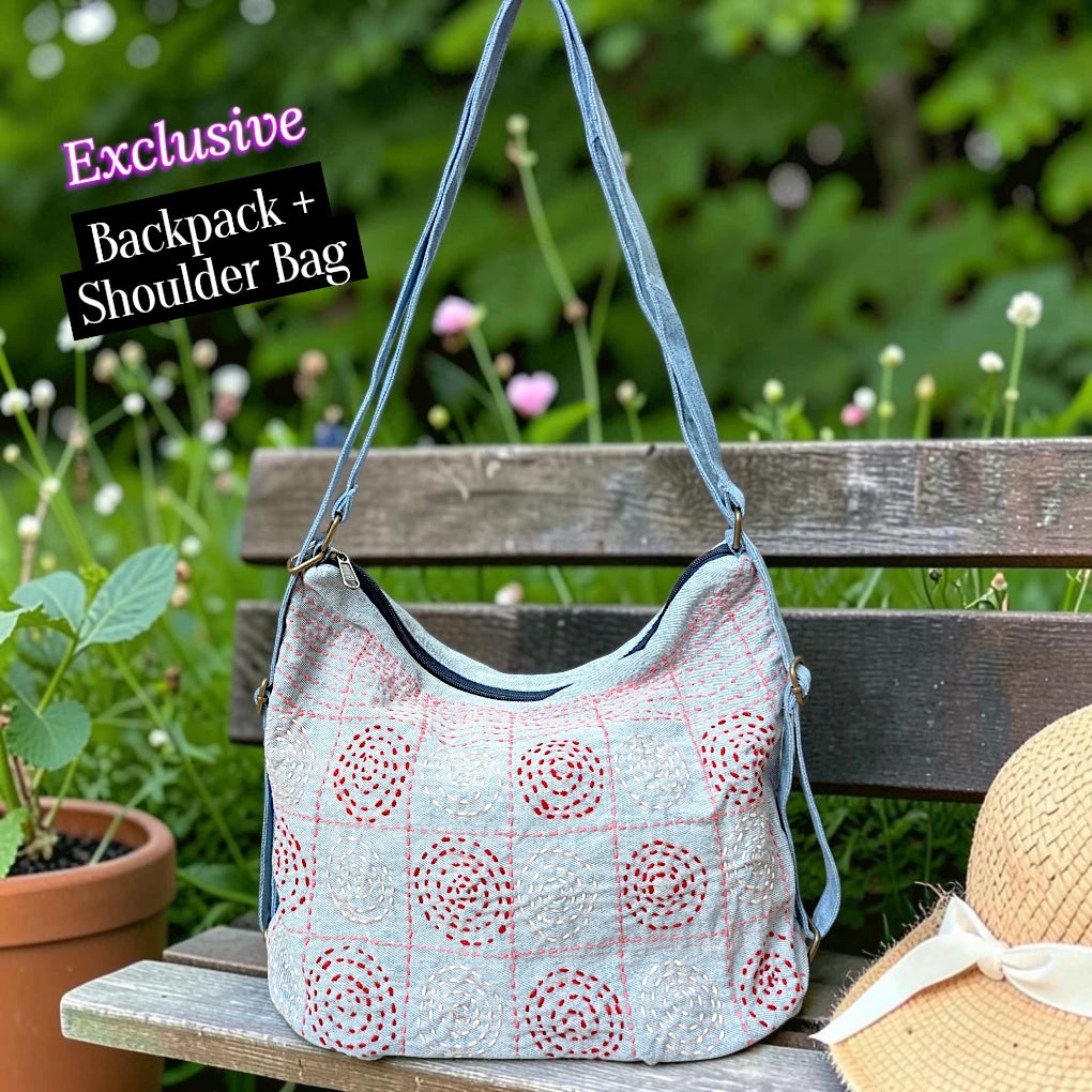 Hannah- Hand-stitch Casual Everyday Shoulder+Backpack Bag HR 34