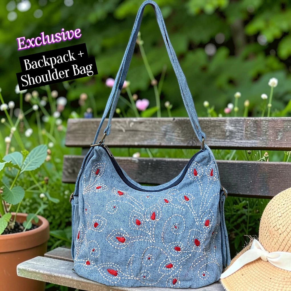 Hannah- Hand-stitch Casual Everyday Shoulder+Backpack Bag HR 36