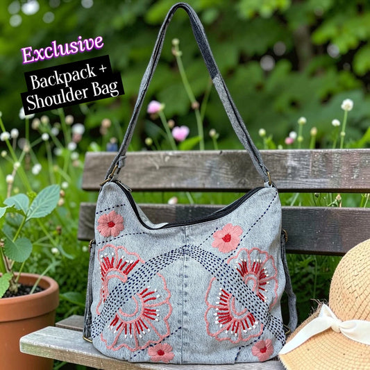 Hannah- Hand-stitch Casual Everyday Shoulder+Backpack Bag HR 37
