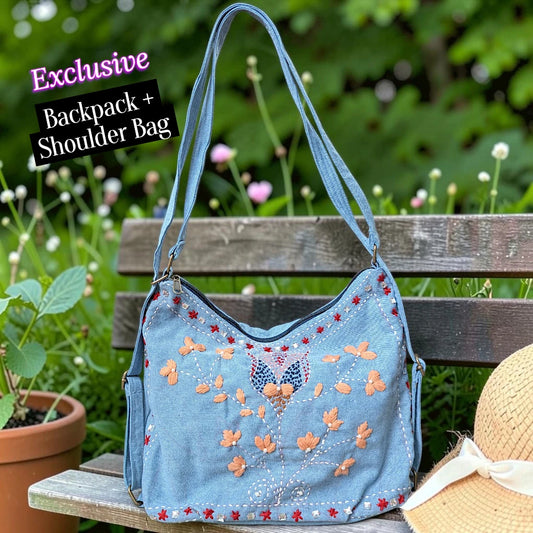 Hannah- Hand-stitch Casual Everyday Shoulder+Backpack Bag HR 39