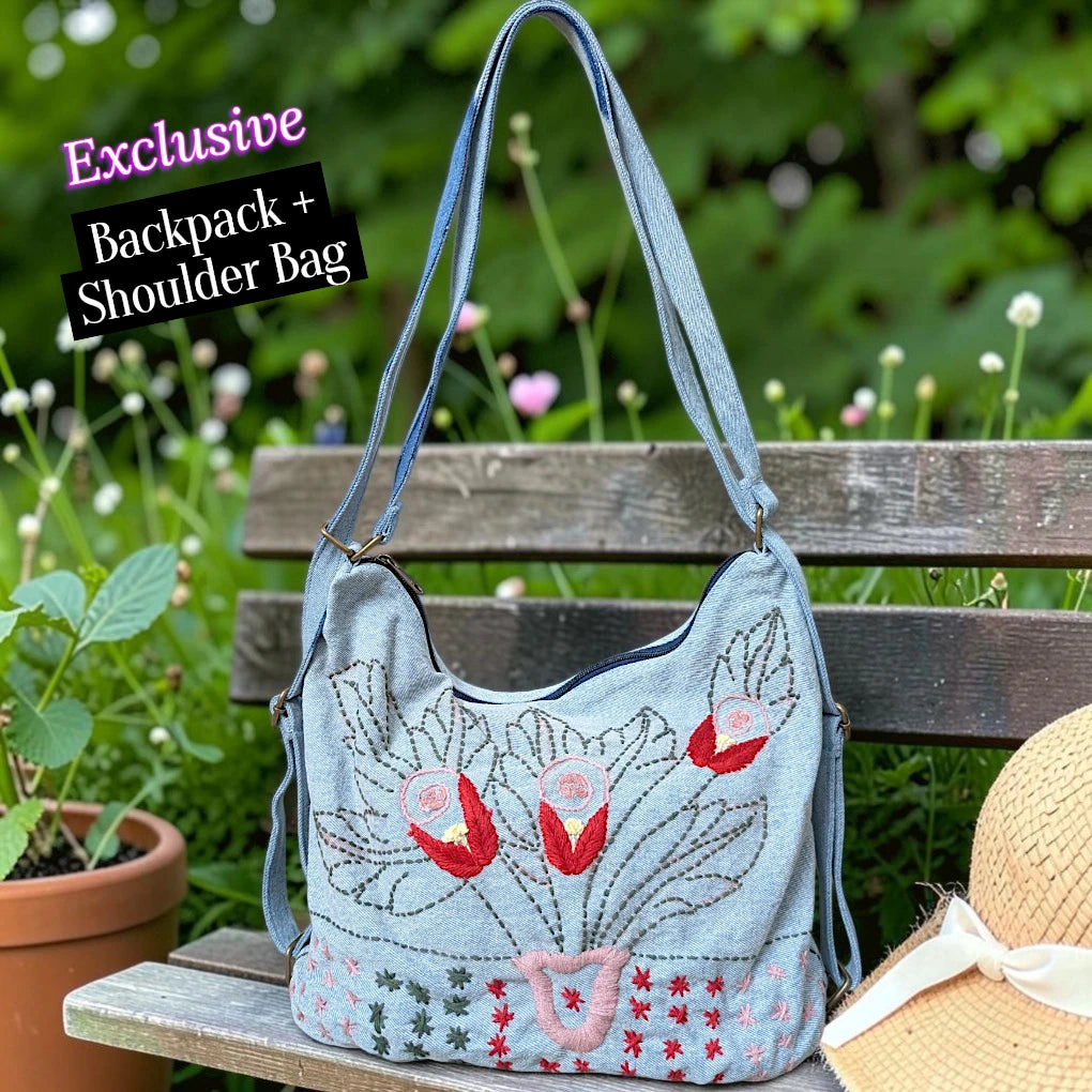 Hannah- Hand-stitch Casual Everyday Shoulder+Backpack Bag HR 40
