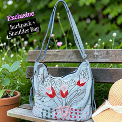 Hannah- Hand-stitch Casual Everyday Shoulder+Backpack Bag HR 40