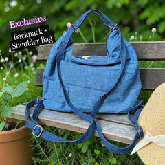 Hannah- Hand-stitch Casual Everyday Shoulder+Backpack Bag HR 43