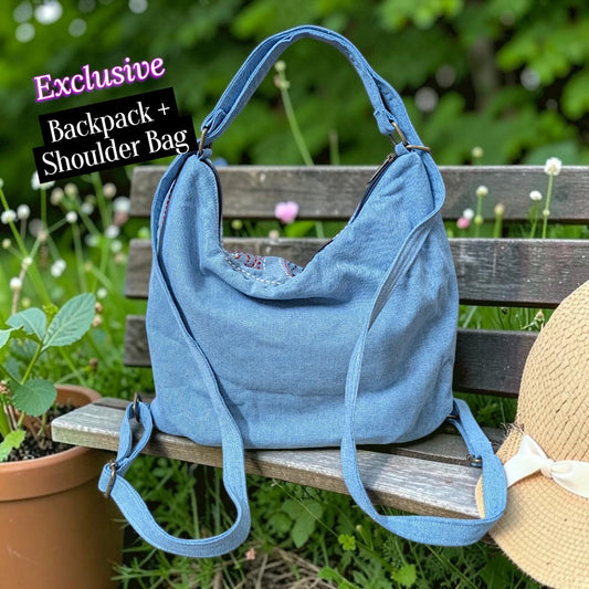 Hannah- Hand-stitch Casual Everyday Shoulder+Backpack Bag HR 44