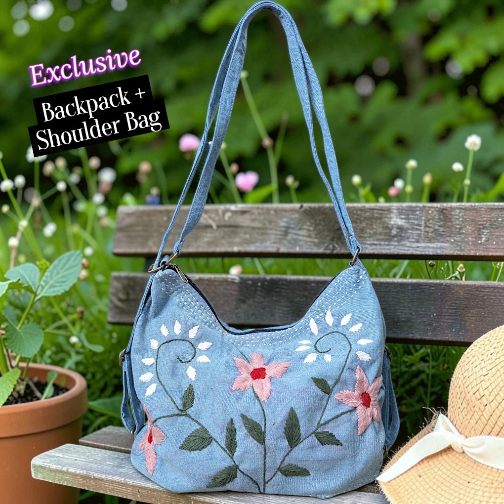 Hannah- Hand-stitch Casual Everyday Shoulder+Backpack Bag HR 45
