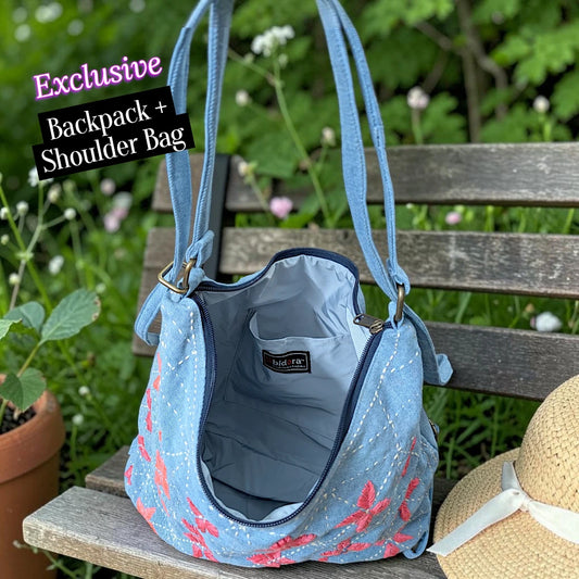 Hannah- Hand-stitch Casual Everyday Shoulder+Backpack Bag HR 35