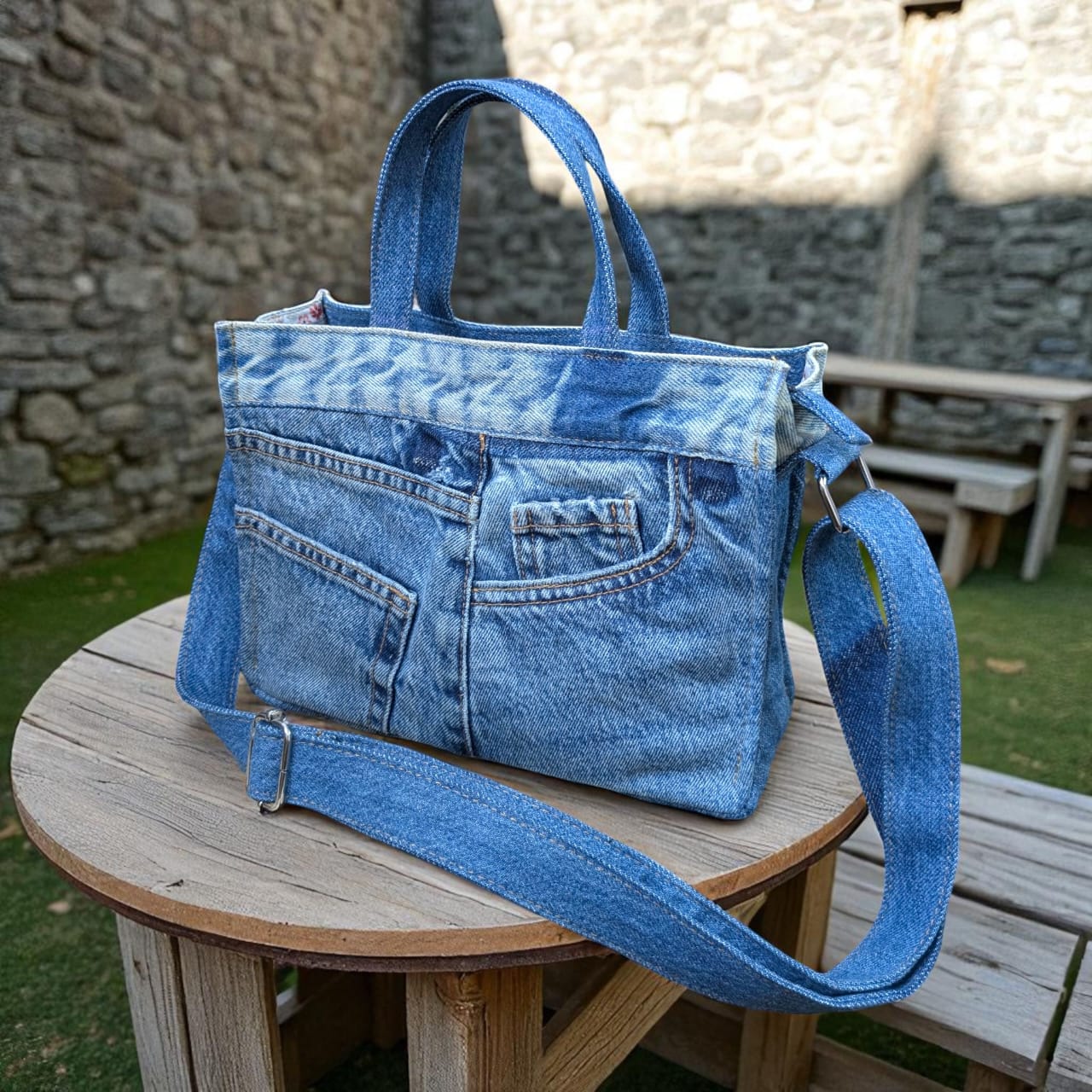Aqua Denim Casual Bag