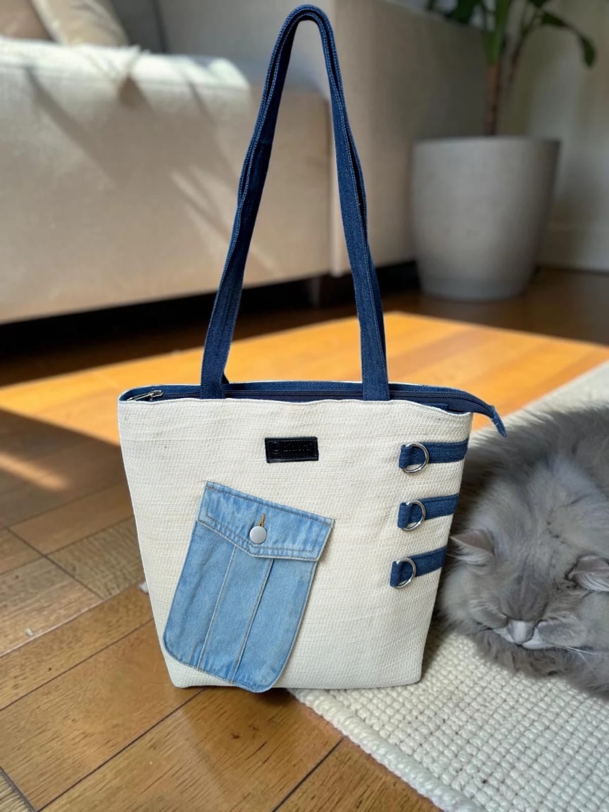 Jute-Denim Ladies Shoulder Tote Bag