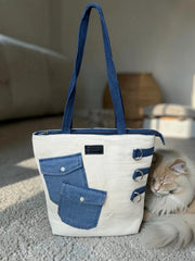 Jute-Denim Ladies Shoulder Tote Bag