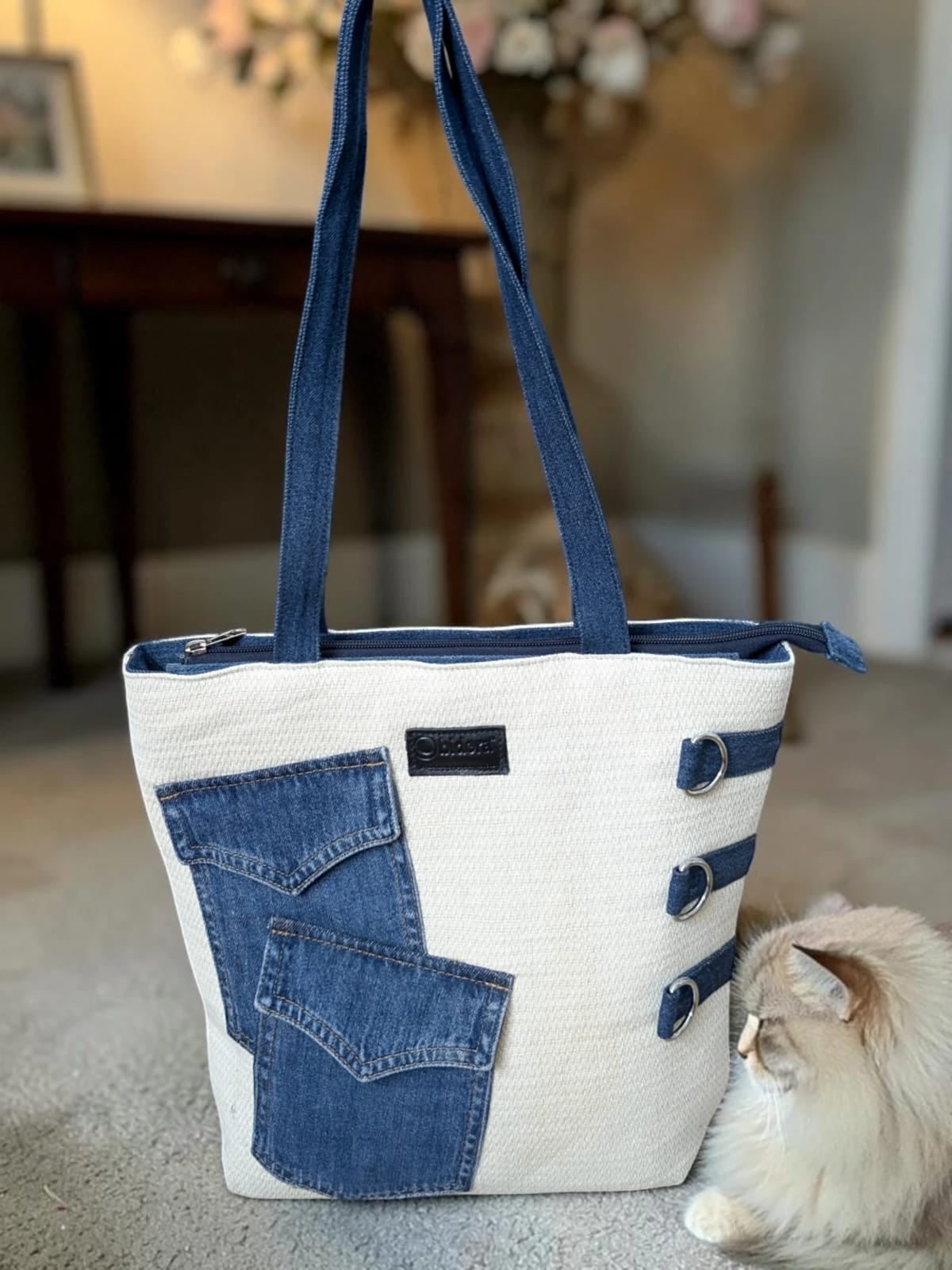 Jute-Denim Ladies Shoulder Tote Bag