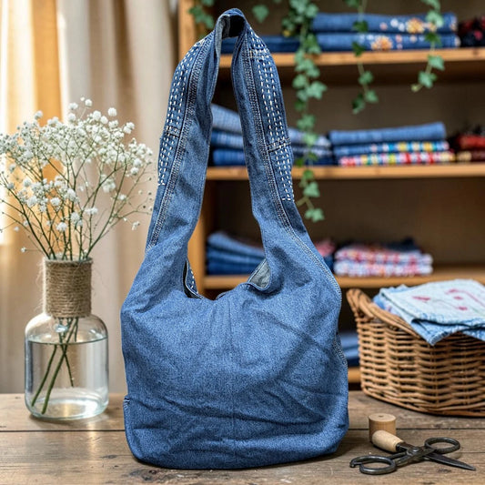 Embroidered Denim Boho Shoulder Bag