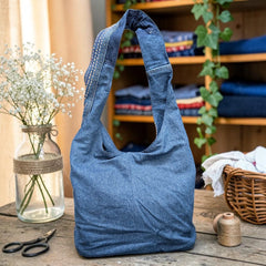 Embroidered Denim Boho Shoulder Bag