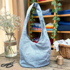 Embroidered Denim Boho Shoulder Bag
