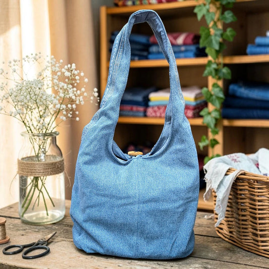 Embroidered Denim Boho Shoulder Bag