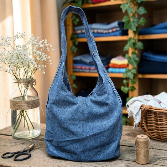 Embroidered Denim Boho Shoulder Bag