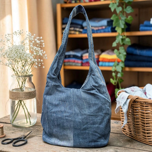 Embroidered Denim Boho Shoulder Bag