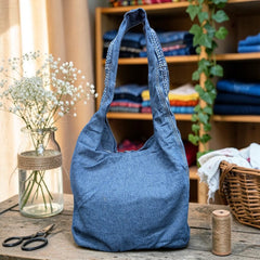 Embroidered Denim Boho Shoulder Bag