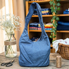 Embroidered Denim Boho Shoulder Bag