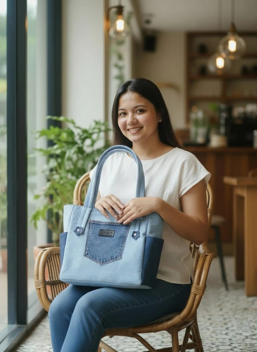 Payra-Denim Tote Ladie's Shoulder Bag