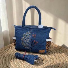 Premium Denim Shoulder Tote Bag Daffodil D-115