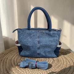 Premium Denim Shoulder Tote Bag Daffodil D-116