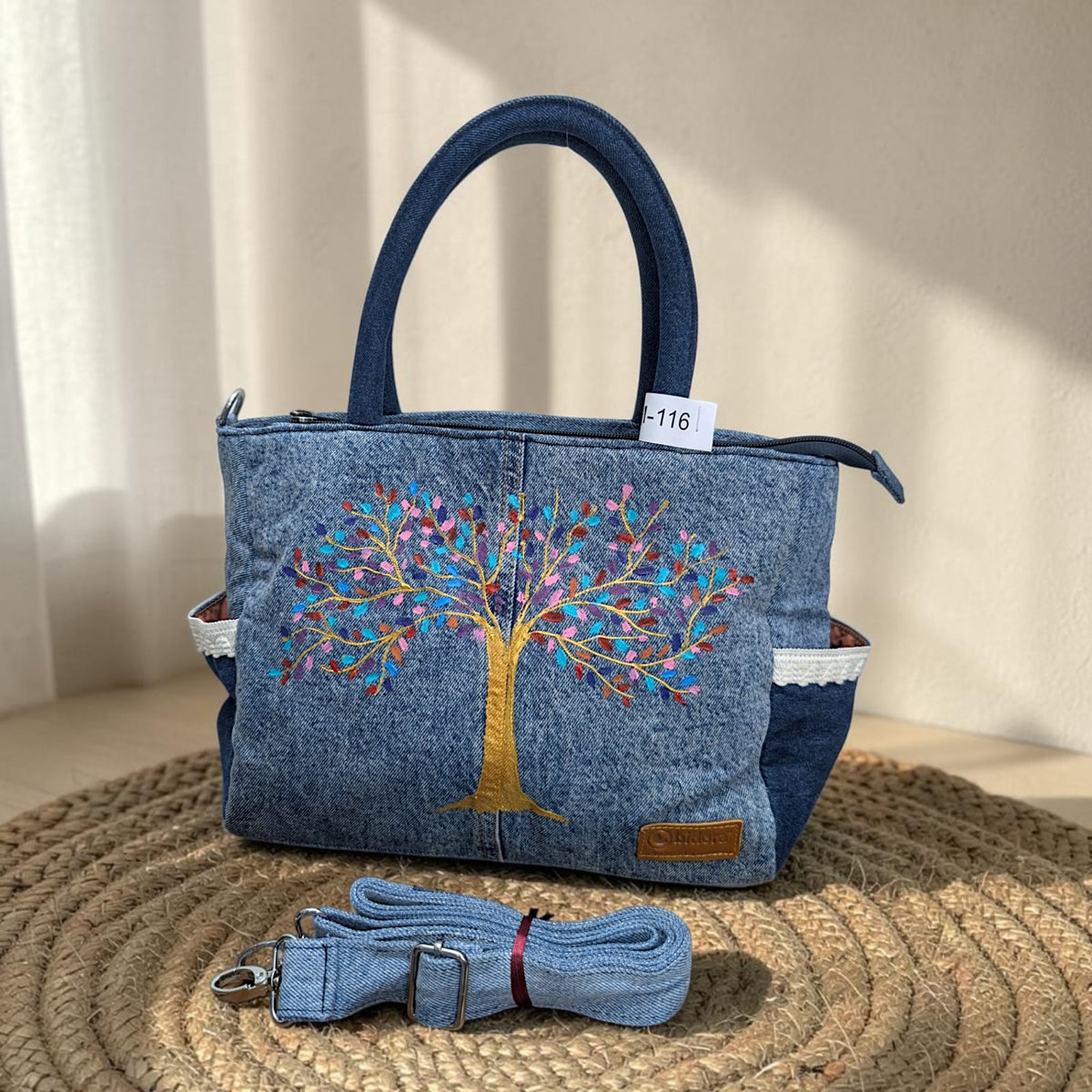 Premium Denim Shoulder Tote Bag Daffodil D-116