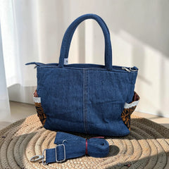 Premium Denim Shoulder Tote Bag Daffodil D-117