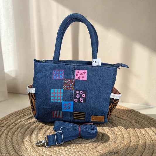 Premium Denim Shoulder Tote Bag Daffodil D-117