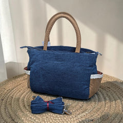 Premium Denim Shoulder Tote Bag Daffodil D-119
