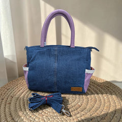 Premium Denim Shoulder Tote Bag Daffodil D-123
