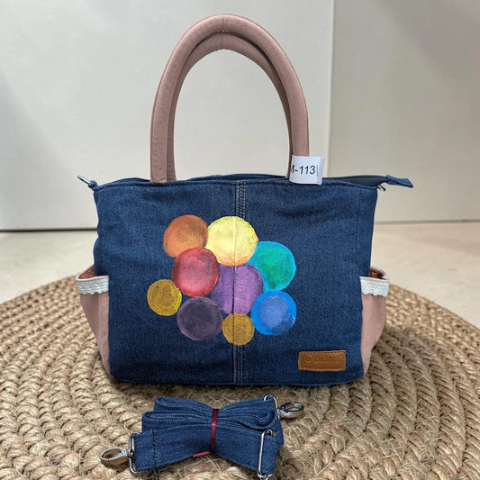 Premium Denim Shoulder Tote Bag Daffodil D-113