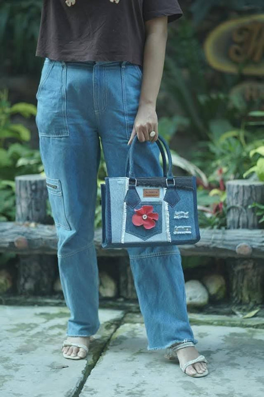 Desert Rose- Handmade Denim Exclusive Bag