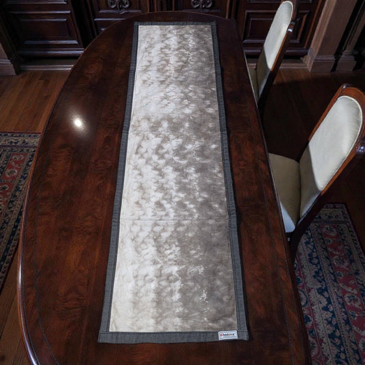 Handmade Batic Table Runner – Denim Backside & Borderline Finish