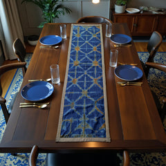 Handmade Batic Table Runner – Denim Backside & Borderline Finish