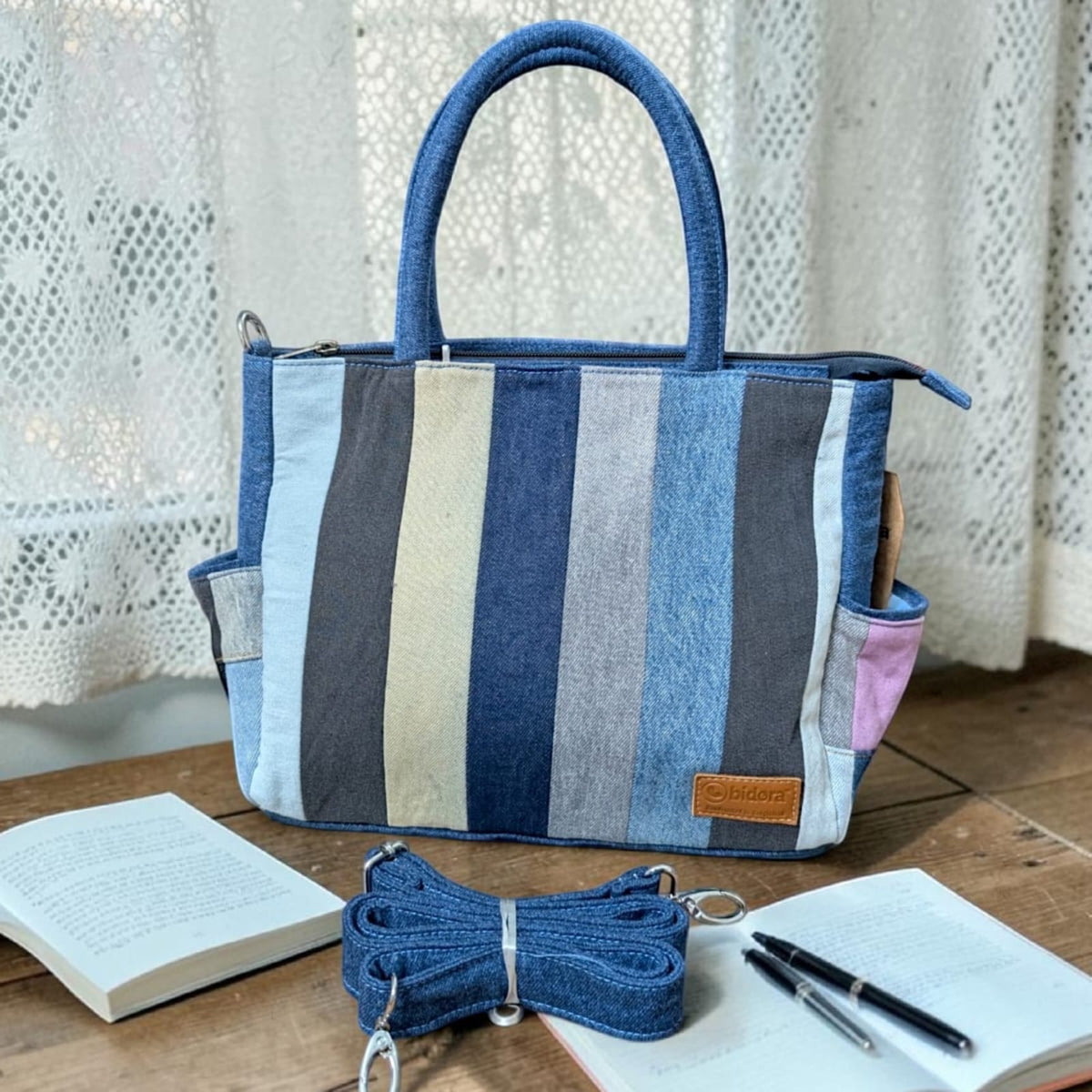 Irha-Patchwork Denim Tote Bag