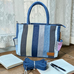 Irha-Patchwork Denim Tote Bag