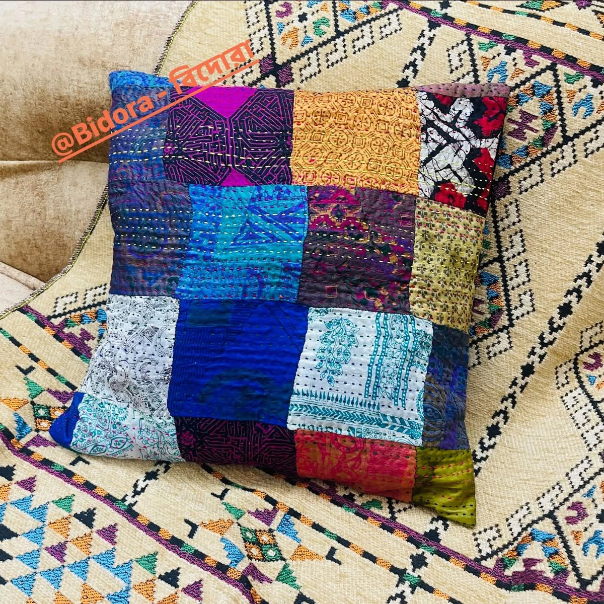 Handmade Patchwork Silk Cushion Cover- An elegance to your home