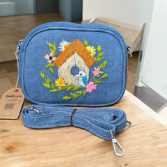 Eraboti - Cute Hand Embroidery Casual Denim Bag